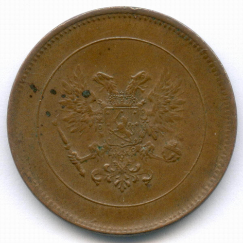5 пенни 1917 год. Россия для Финляндии (Орел без корон). XF