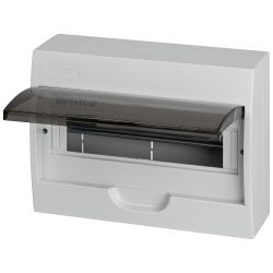 Корпус пластиковый навесной ЭРА SIMPLE ЩРН-П-12 IP41 без шин прозрачная крышка белый | Корпуса пластиковые