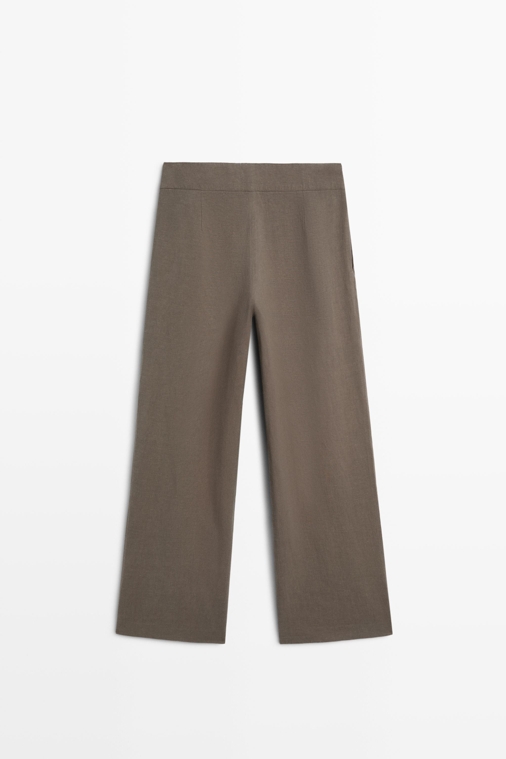 Massimo Dutti Брюки из смесового льна с защипами, кротово-коричневый
