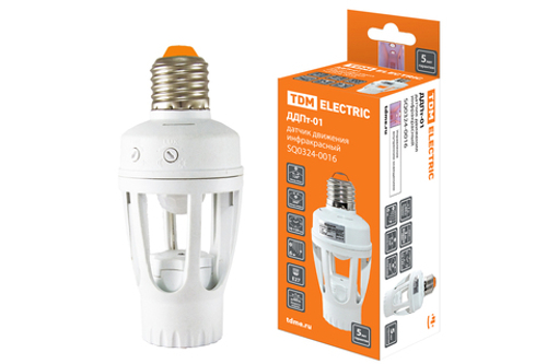 Датчик движения в патрон ДДПт-01 60Bт 10-300с 6м 3+Лк IP20 TDM