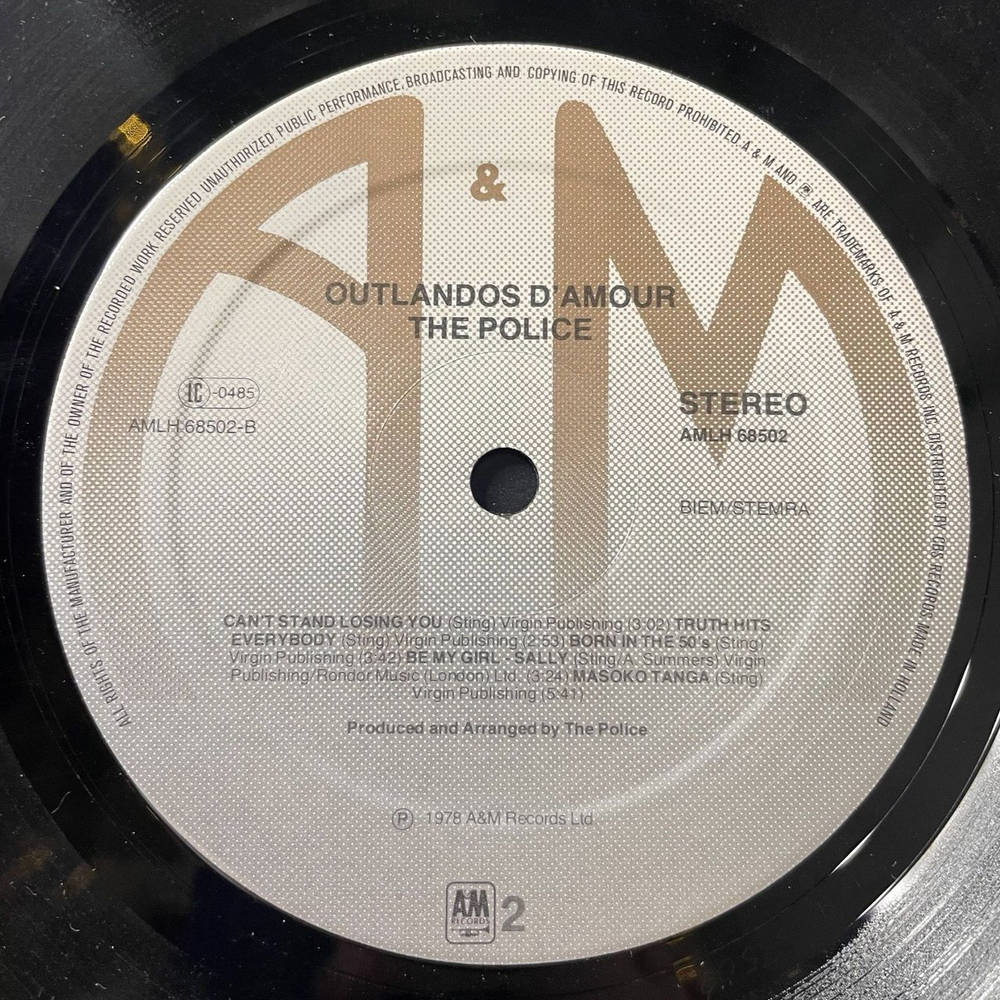 Винтажная виниловая пластинка LP The Police Outlandos D'Amour (Holland 1978)