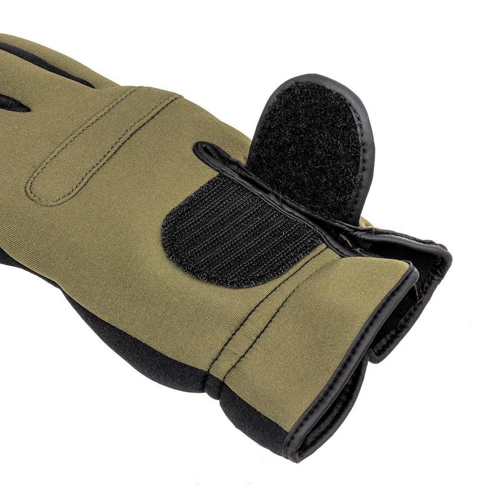 Перчатки для рыбалки Helios CATCHER неопрен., цв.хаки р.L (HS-HY-D14-L)