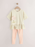 Футболка и легинсы в комплекте для девочки Next E51-368, Молочный, Розовый