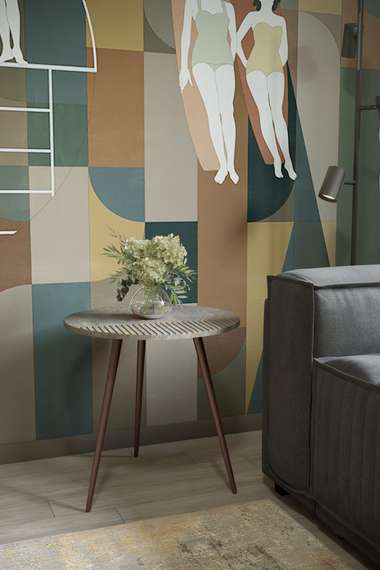 Стол журнальный Рикон Страйп гранж/винный металлик