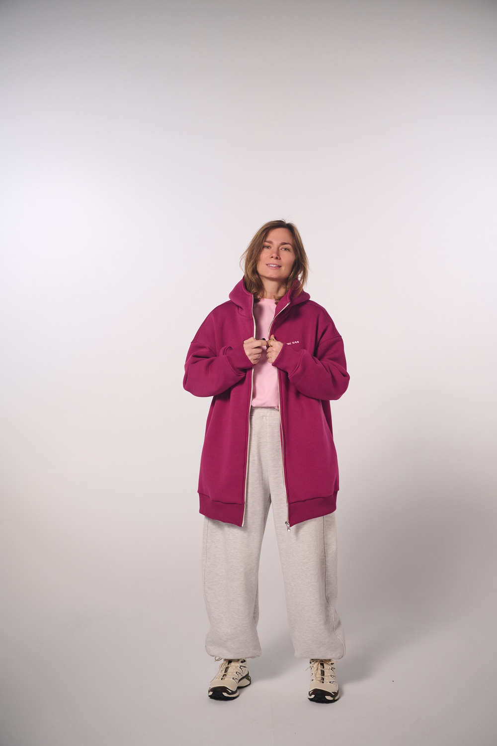 Худи на молнии с начесом, "Малина"