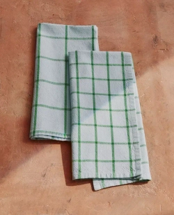 ZARA HOME КУХОННЫЕ ПОЛОТЕНЦА ИЗ ХЛОПКА В КЛЕТКУ (НАБОР ИЗ 2 ШТ.), СИНИЙ