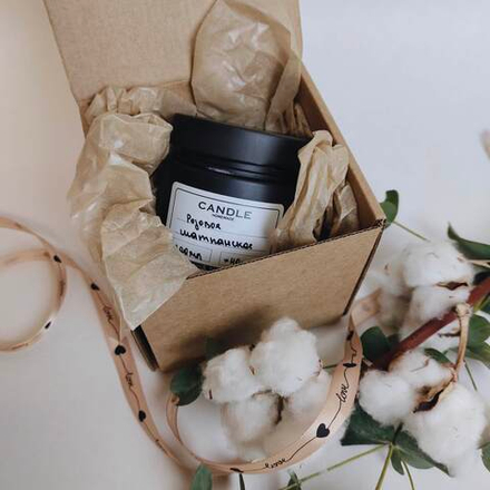 Ароматическая свеча 200 мл из кокосового воска "Розовое шампанское"