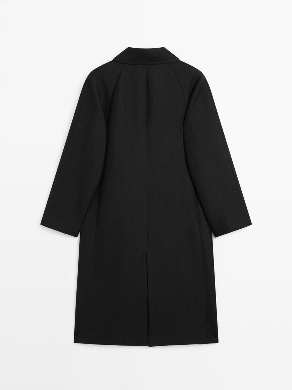 Massimo Dutti Длинное пальто из смесовой шерсти, черный