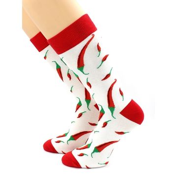 Носки с принтом "Красные перчики" белые Hobby Line