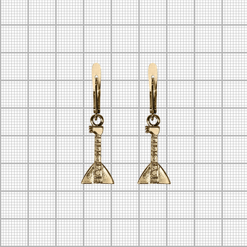 "Балалайка" серьги в золотом покрытии из коллекции "Матрешки" от Jenavi с английским замком