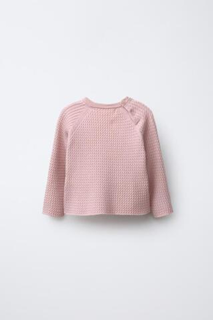 ZARA СВИТЕР С УЗОРОМ «КОСЫ», СВЕТЛО-РОЗОВЫЙ