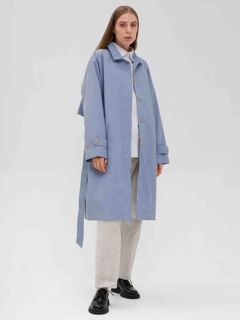 Плащ FOS Средней длины Женский Голубой