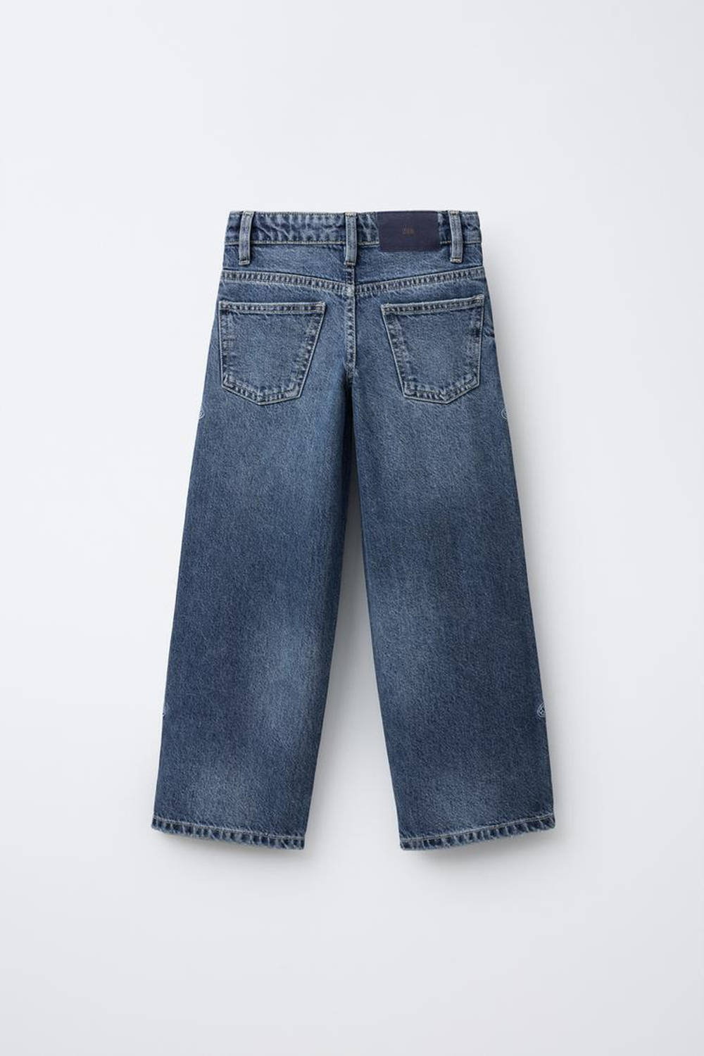 ZARA ДЖИНСЫ WIDE LEG С БАБОЧКАМИ, СИНИЙ