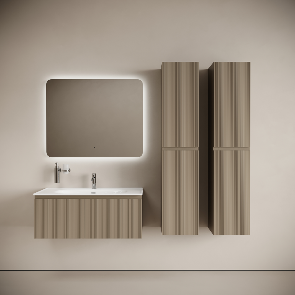 Тумба подвесная SANCOS Code 990х453х400, c одним  ящиком оснащенным доводчиками, цвет серо- бежевый , арт. CD100GB