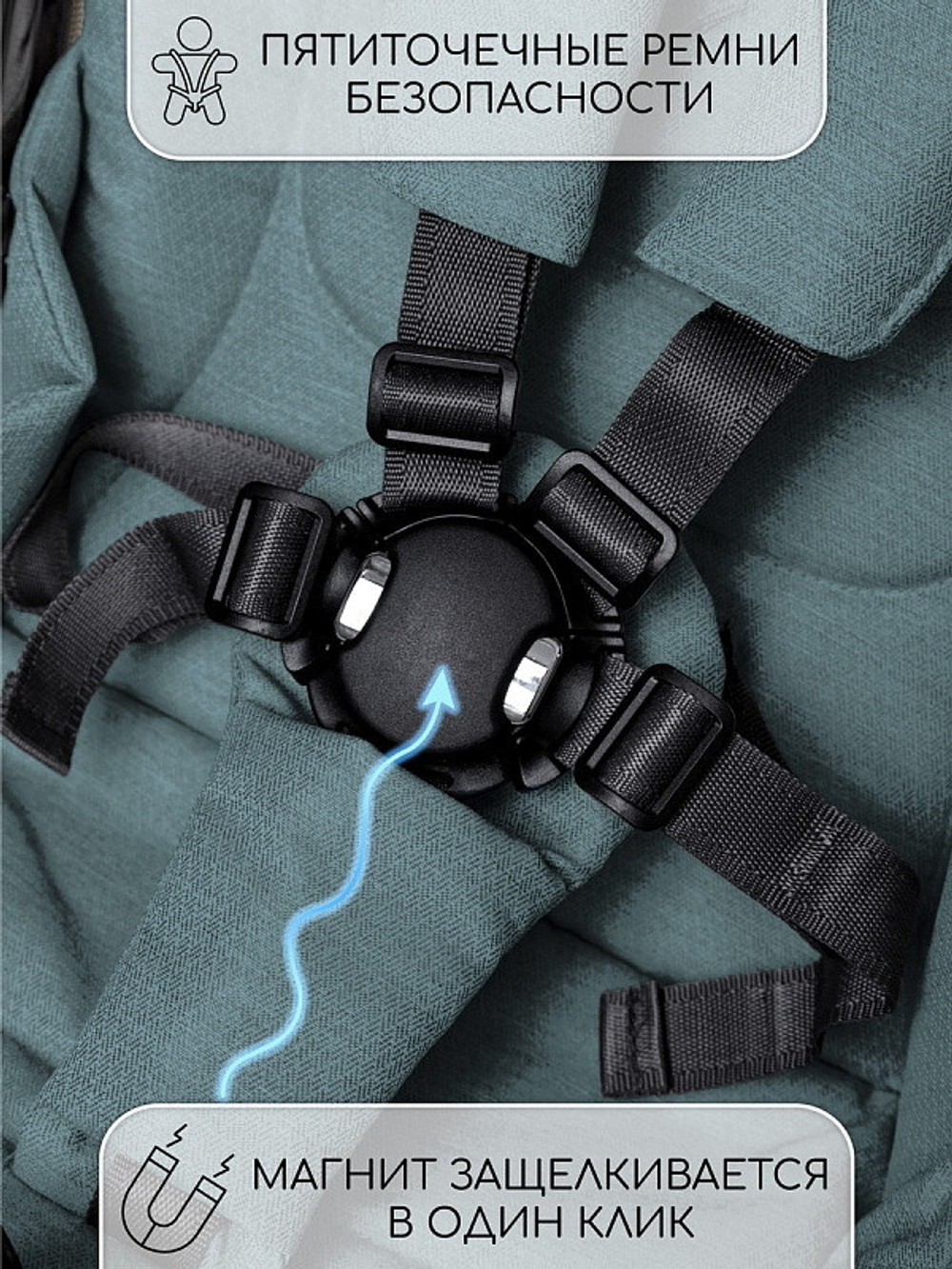 Детская коляска AmaroBaby Motus V2 3 в 1 бирюзовый