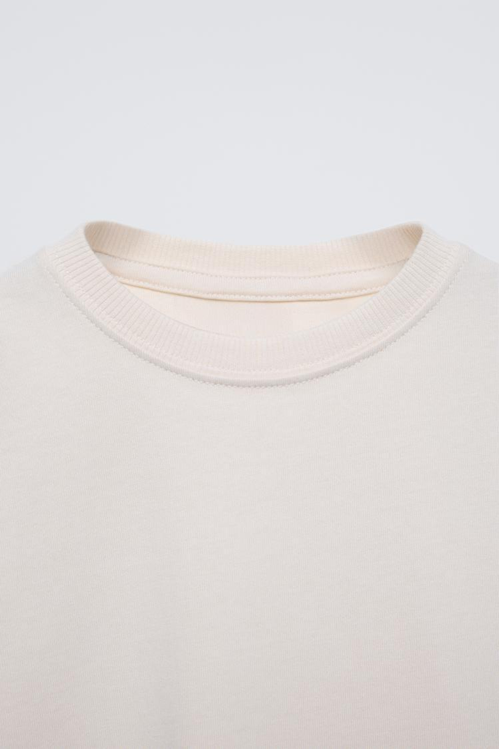 ZARA ОДНОТОННАЯ ФУТБОЛКА MEDIUM WEIGHT, БЕЛЫЙ