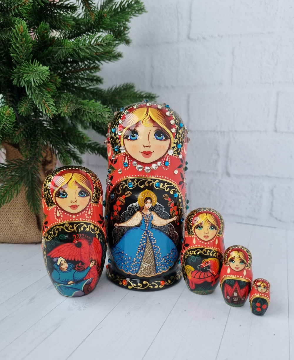 Матрешка Сказка 15см 5 мест