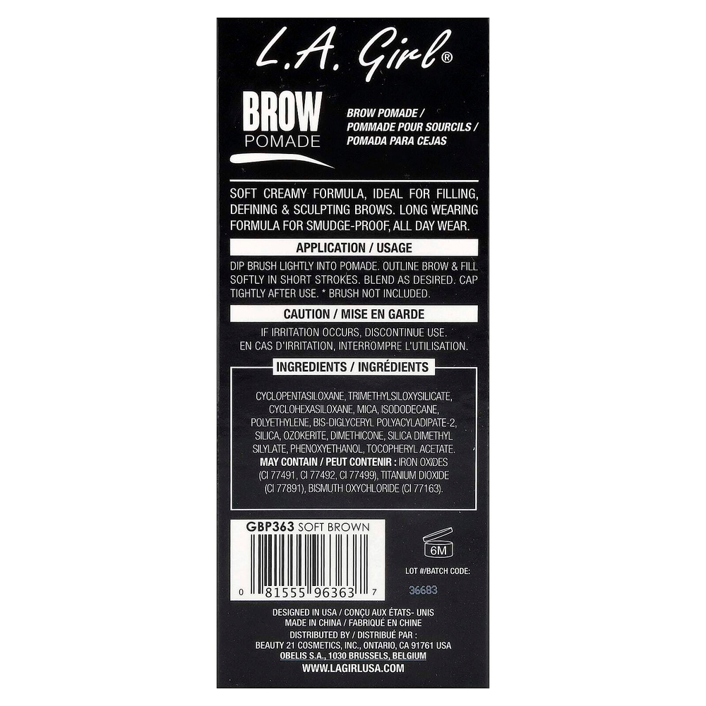 L.A. Girl, помада для бровей, GBP363 нежно-коричневый, 3 г (0,11 унции)
