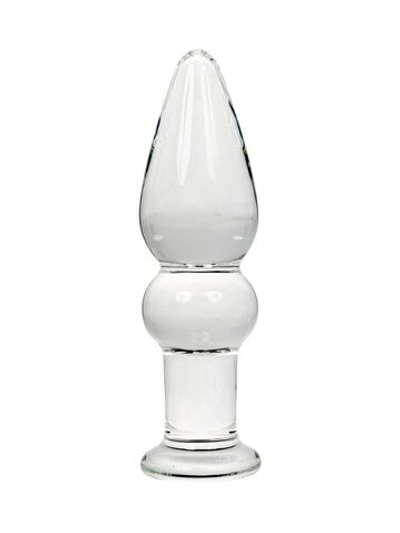 Прозрачный фигурный анальный плаг из стекла - 11 см. (Цвет: прозрачный)