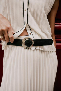 ZARA ПЛИССИРОВАННАЯ ЮБКА МИДИ С ПОЯСОМ, ЭКРЮ