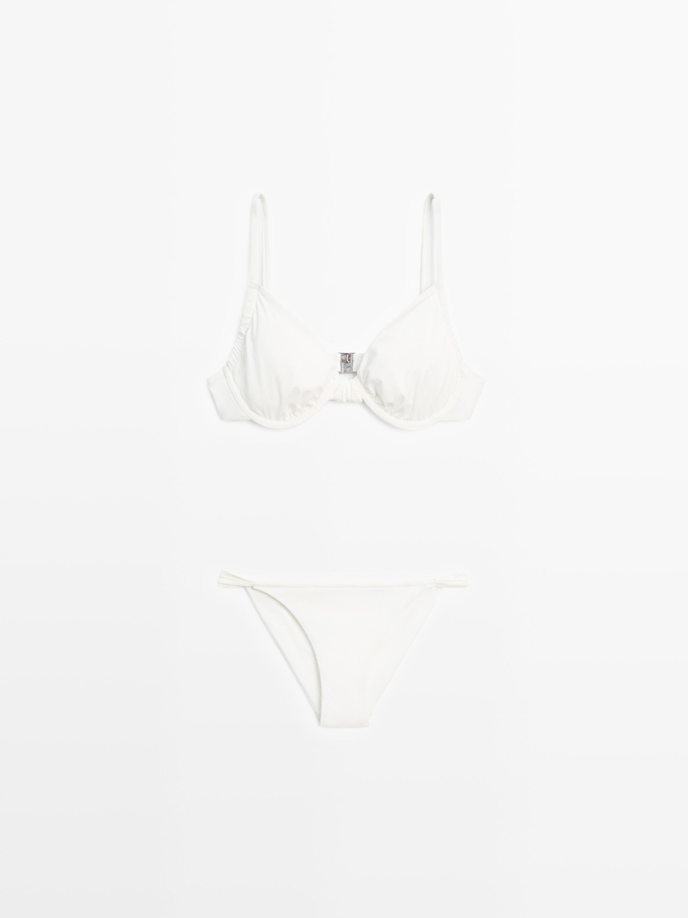 Massimo Dutti Плавки бикини со сборкой, белый