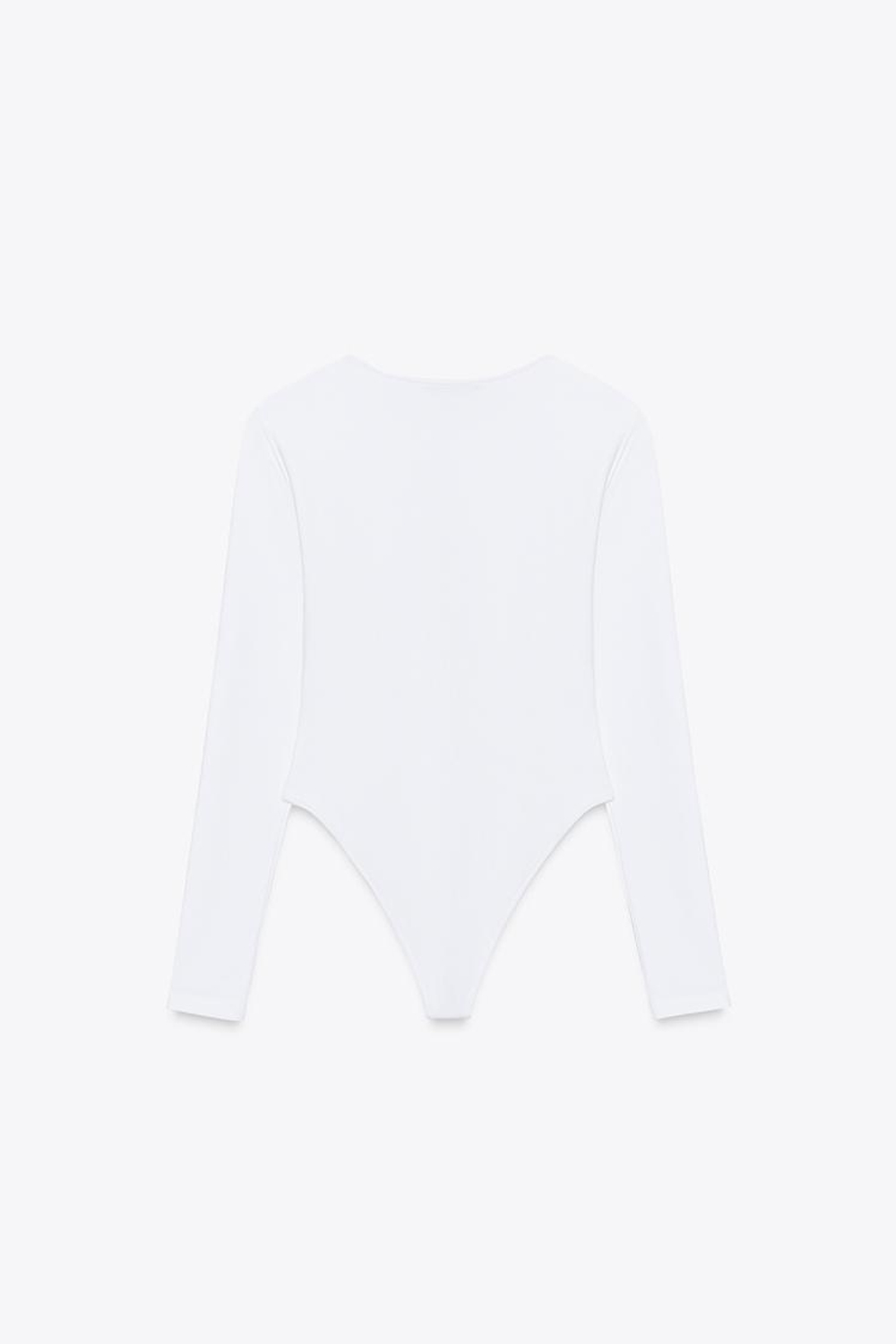 ZARA БАЗОВОЕ БОДИ ИЗ ПОЛИАМИДА, БЕЛЫЙ