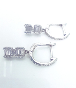 Серьги "Эстерелла", родированные, серебро 925 пробы, с фианитом/Ф