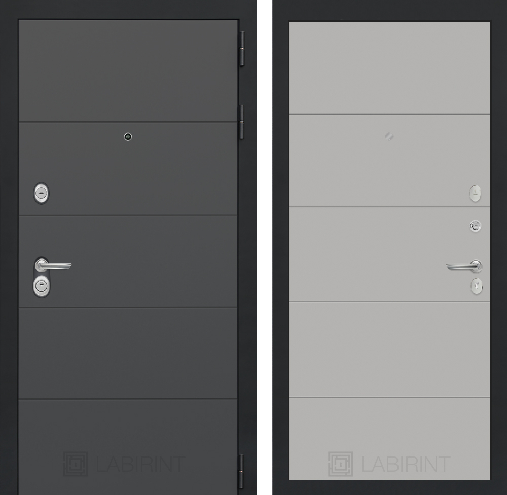 Дверь входная Лабиринт ART Графит 13 - Грей софт металлическая