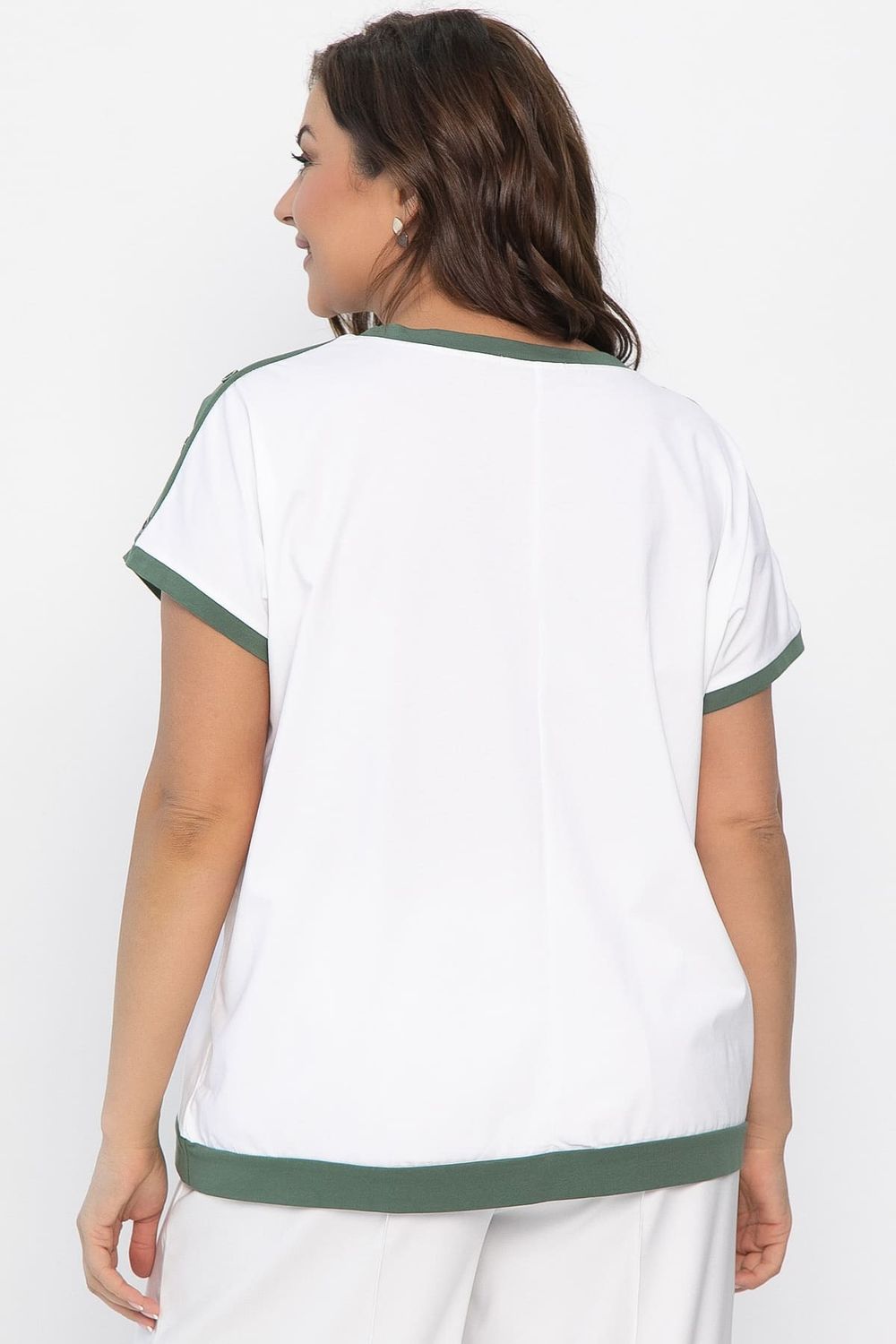 Блуза Далия (бело-оливковая) Б13805-20М LT Collection