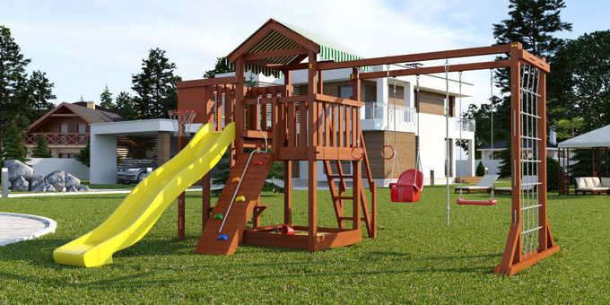 Детский игровой комплекс Савушка "Мастер" - 4 (с окраской) горка 3м