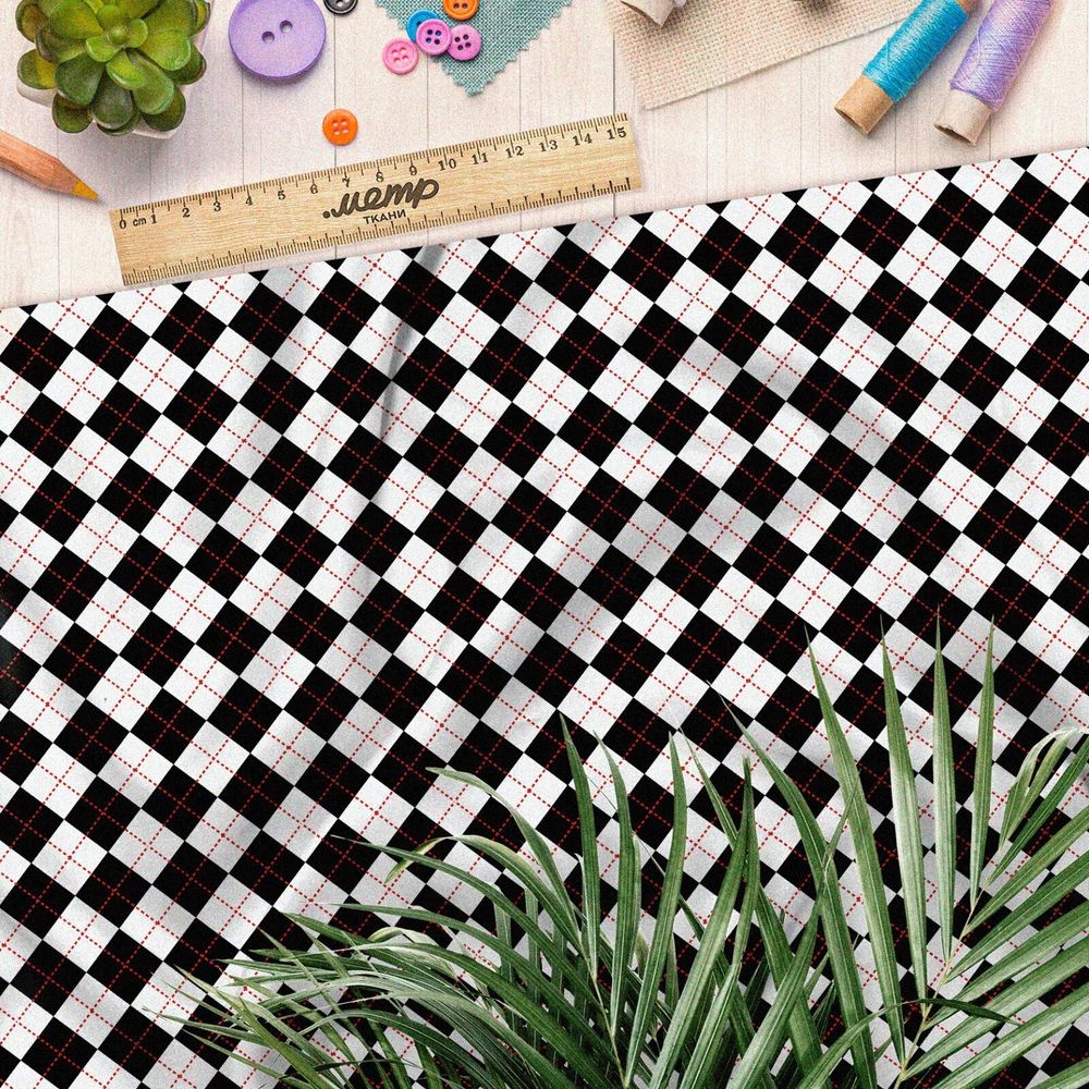 Ткань оксфорд 210 шахматная доска