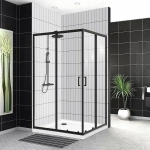 Душевой уголок BelBagno UNO-195-AH-2-100/80-C-NERO 100х80 стекло прозрачное/профиль черный