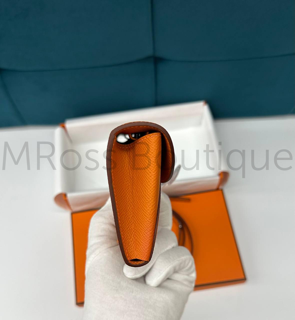 Сумка-клатч Hermes Maillon To Go Wallet в рыжем цвете