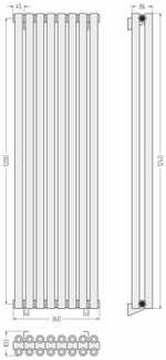 Сунержа Эстет-00 1200х360 8 секций