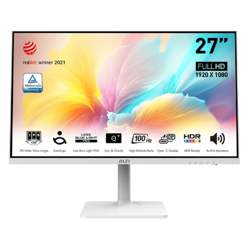 Монитор MSI Modern 27" MD2712PW белый (IPS 1920x1080 100Hz 1ms 1000:1 300cd 178 / 178 HDMI1.4 USB-C Speaker HAS Pivot VESA) [9S6-3PA49H-218]