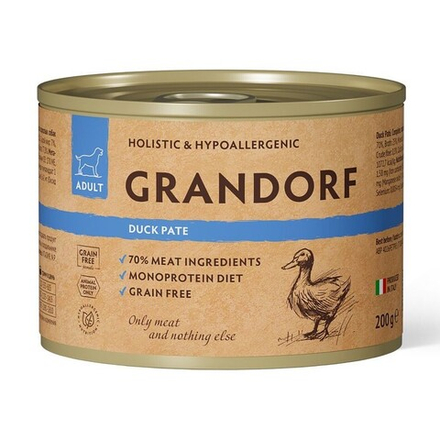 Консервы GRANDORF для взрослых собак с уткой (паштет) - 200 гр