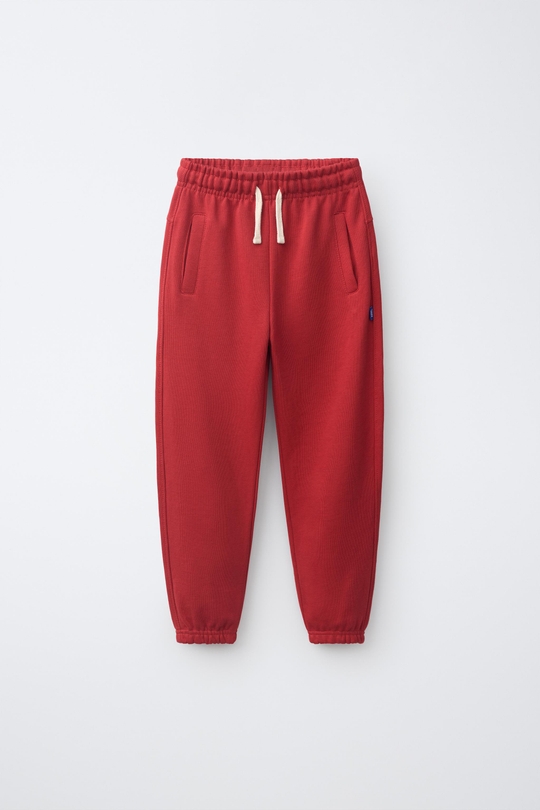 ZARA ОДНОТОННЫЕ БРЮКИ-ДЖОГГЕРЫ С НАШИВКОЙ, КРАСНЫЙ