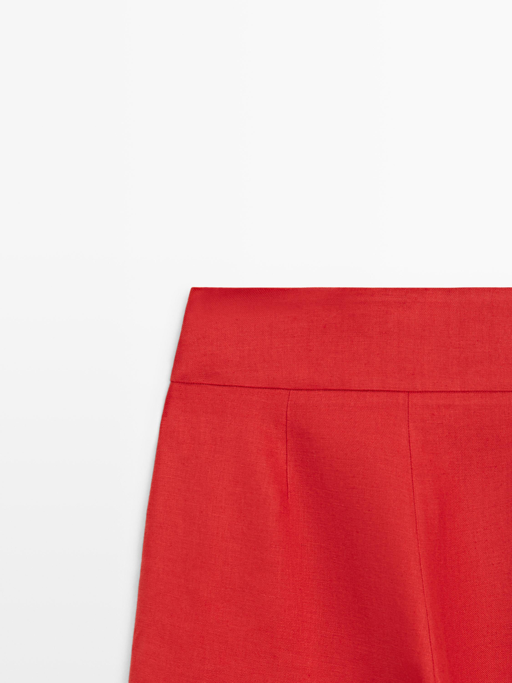 Massimo Dutti Льняные брюки объемного кроя, крсаный