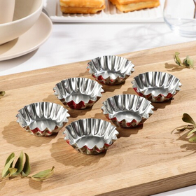 Набор форм для выпечки корзиночек, металл. 6 шт, 7х2 см