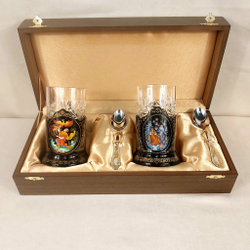 Чайный набор подстаканников (Ручная роспись Палех) №12