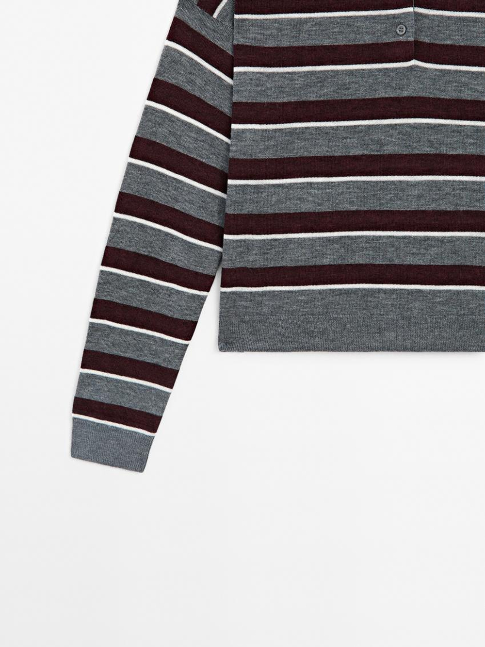 Massimo Dutti Свитер из 100% шерсти, бордо