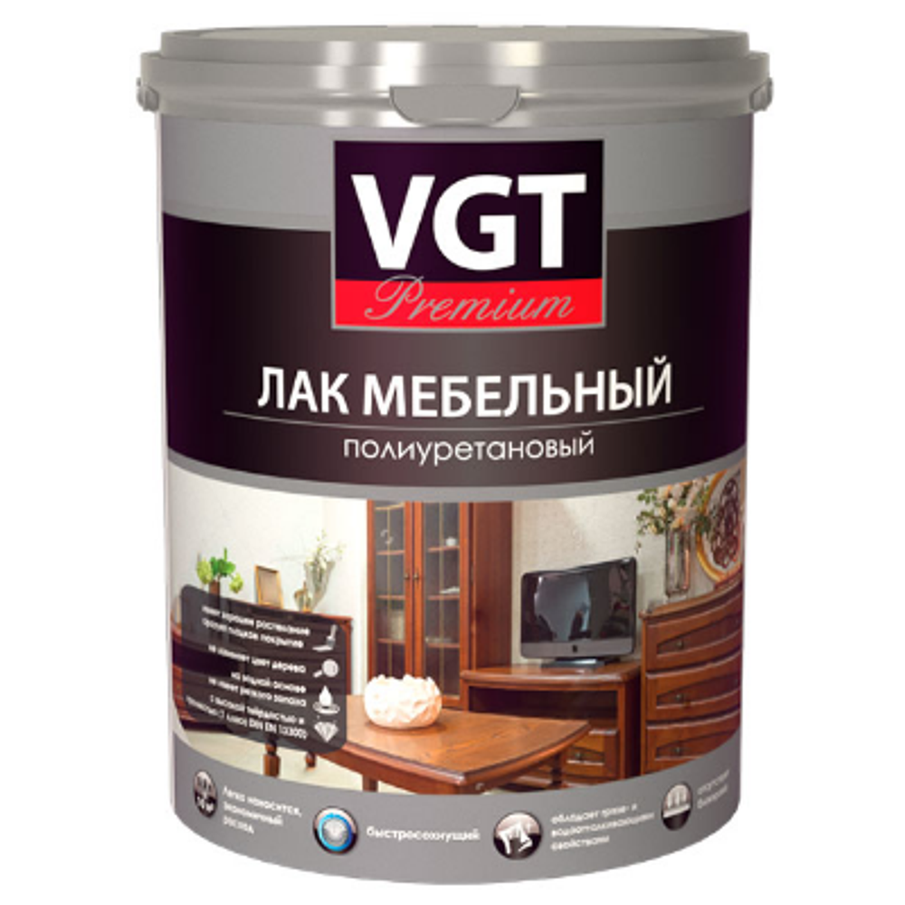 Лак для мебели полиуретановый глянцевый 0,9кг VGT Premium