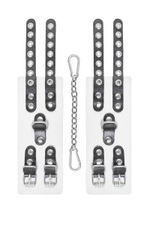 Бело-черные наручники с двумя ремешками и люверсами