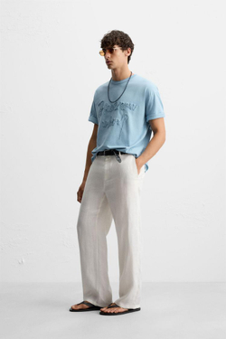 ZARA ФУТБОЛКА С РЕЛЬЕФНОЙ НАДПИСЬЮ, СИНИЙ