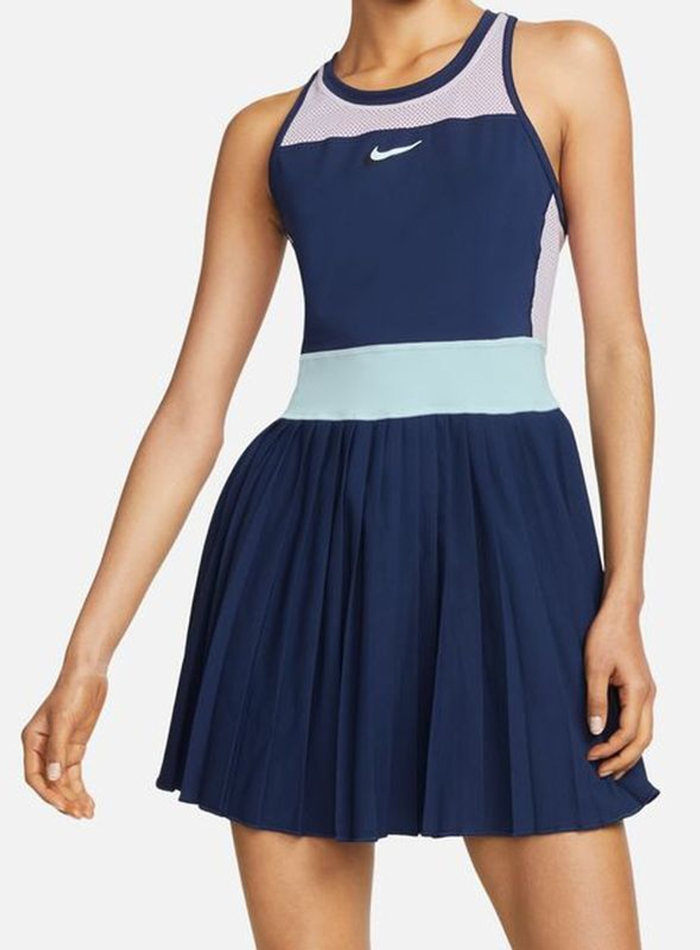 Женская Платье теннисное Nike Court Dri-Fit Slam Dress - midnight  navy/light arctic pink/glacier blue/white - купить по выгодной цене |  Теннисный магазин tennis-store.ru