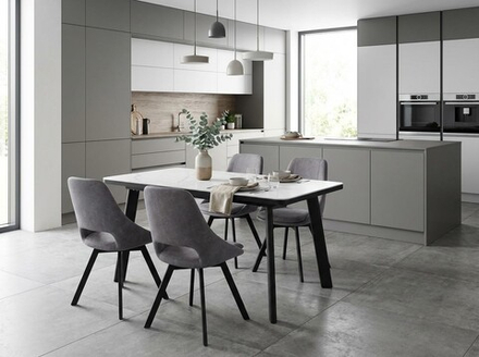 Стол М-City DISAUR Норд 140 Белый мрамор Matte, керамика, Черный каркас