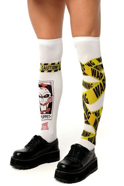 Белые гольфы с принтом по мотивам Пилы (Цвет: белый)