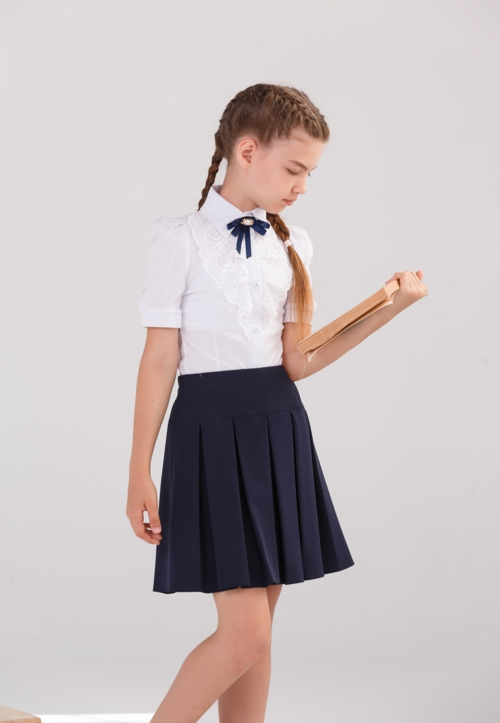 Юбка школьная для девочки девочковая складка в складку синяя 128
