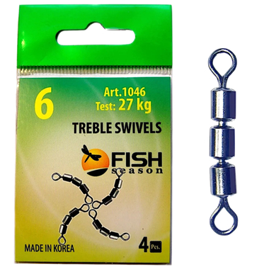 Вертлюг Fish Season 1046-07F04 тройной скоростной цилиндр №7  22кг  4шт