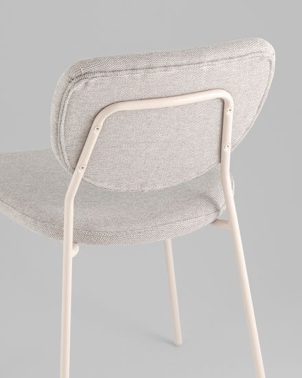 Стул обеденный Gigi шенилл серый белые ножки